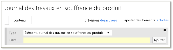 Ajouter un volet sur la page du journal des travaux en souffrance du produit