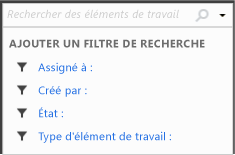 Menu contextuel de la zone de recherche (Team Web Access)