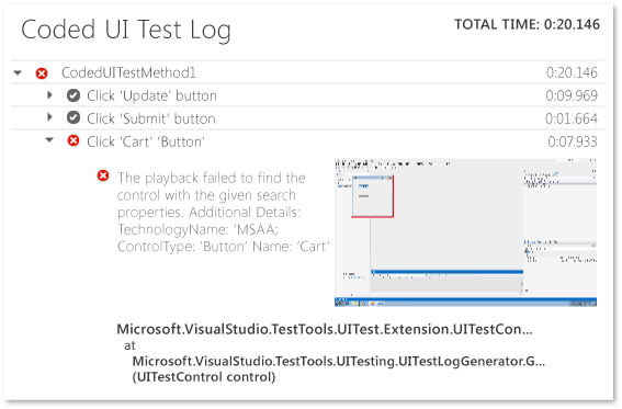 Fichier journal du test codé de l'IU