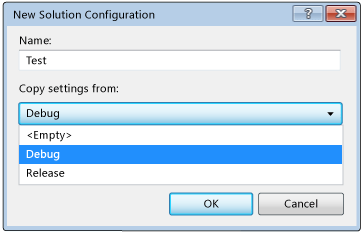 Boîte de dialogue Nouvelle configuration de solution