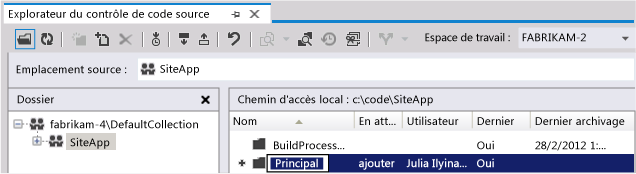 Créer le dossier « principal » au niveau de la racine du projet d'équipe