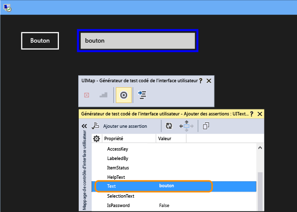 Sélectionner la propriété Text