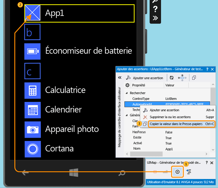 Copier la valeur AutomationId de l'application