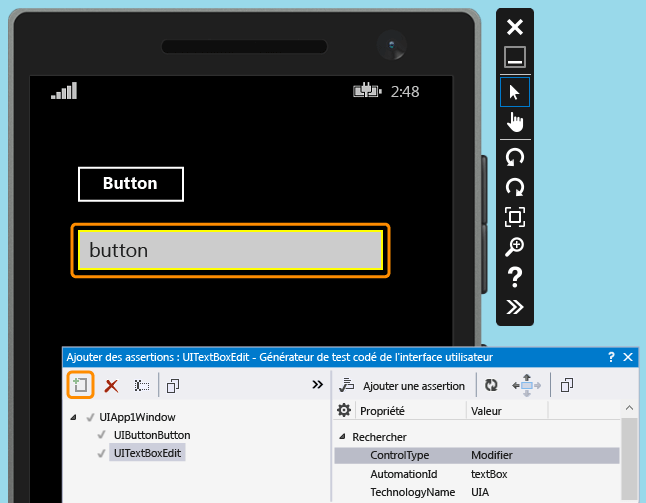 Utiliser la croix et mapper le contrôle textbox