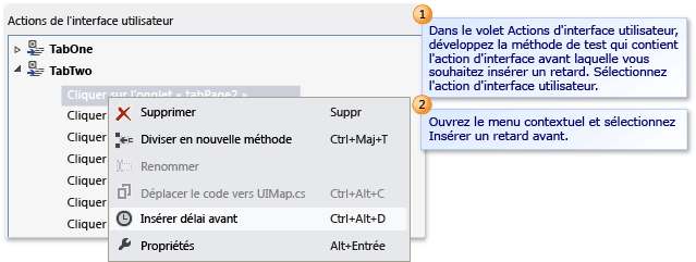 Insérer un retard avant une action d'IU