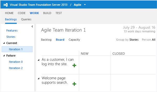 Task board for non-updated Agile team project