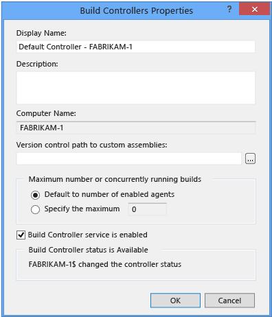 Build Controller Properties dialog box