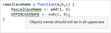 Examples of linter output for R code