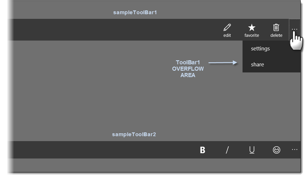 Exemple de barres d’outils multiples