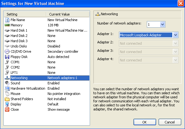 Virtual PC 2007 Settings