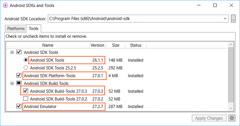 Installation des outils du Kit de développement logiciel (SDK) Android