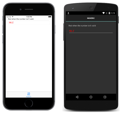 Exemple d’application avec Xamarin.Forms comportement