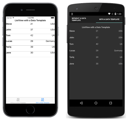 ListView avec un DataTemplate