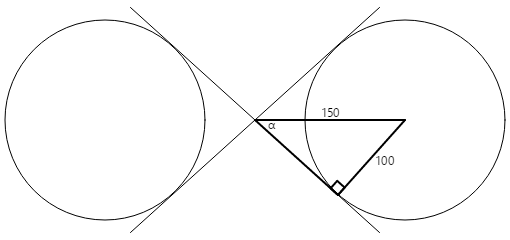 Deux cercles avec des lignes tangentes et un cercle incorporé