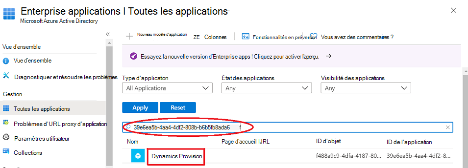 Écran sur lequel s’affiche la zone de texte de l’ID d’application à entrer.