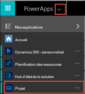 PowerApps élément de menu