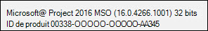 Numéro de build de Project Professionnel 2016.