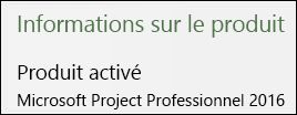 Informations sur le produit : Project Professionnel 2016.