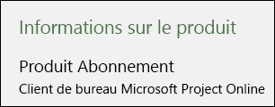 Informations sur le projet pour Client de bureau Project Online.