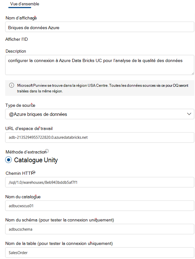 Screenshot that shows how to set up databricks UC connection.