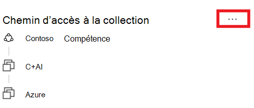 Screenshot of Microsoft Purview governance portal asset window with the collection path highlighted and the ellipsis button next to collection path selected.