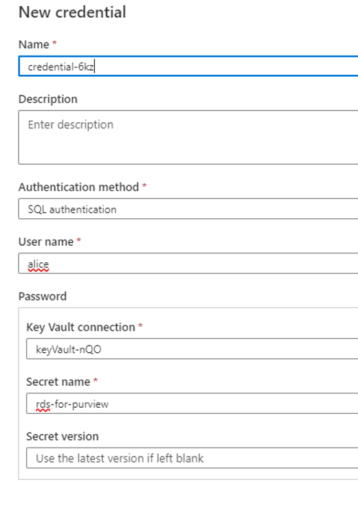 Capture d’écran d’une nouvelle information d’identification pour les services Bureau à distance.