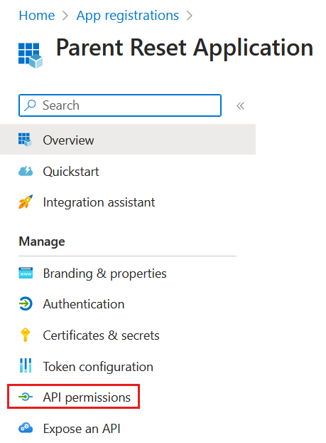 Capture d’écran montrant l’emplacement des autorisations de l’API.