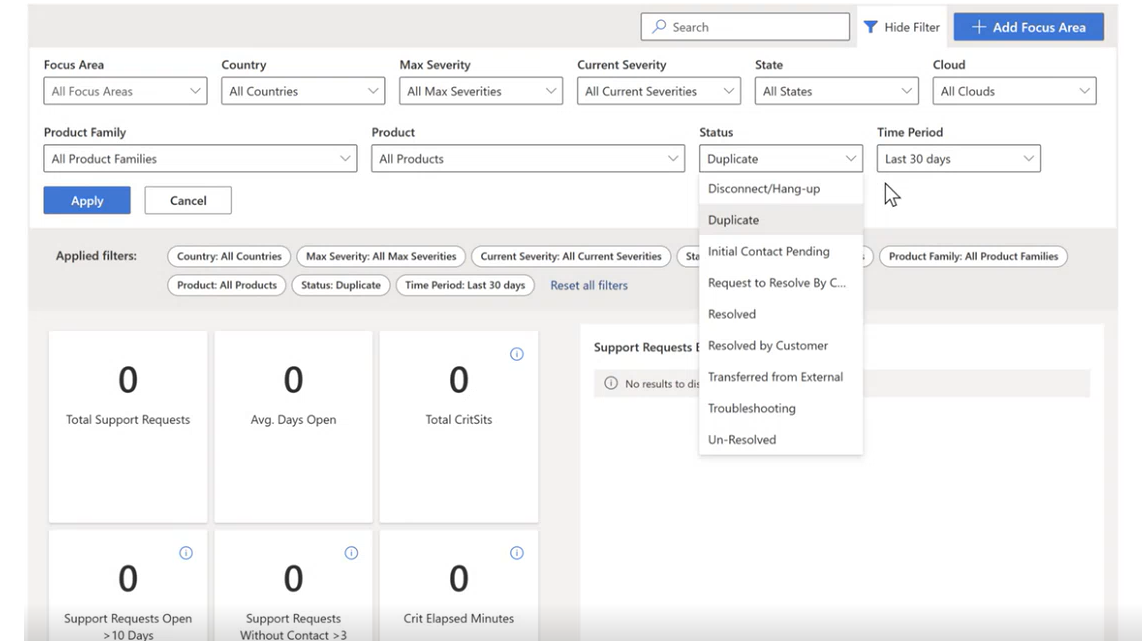 Options de statut d’Open Canvas.