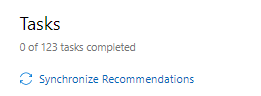 Vue Tâches montrant l’option Synchroniser les recommandations et indiquant qu’aucune des 123 tâches a été terminée.