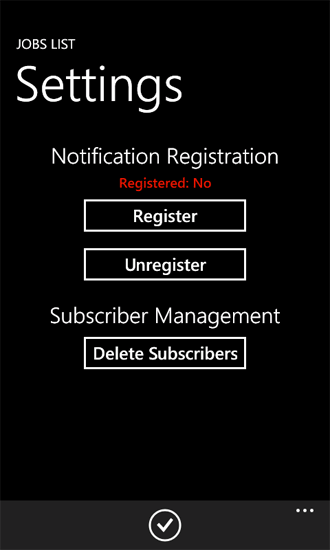 Page Paramètres pour l’inscription aux notifications