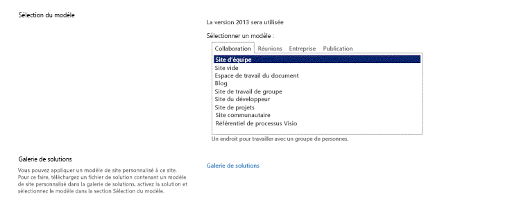 Modèles de site SharePoint