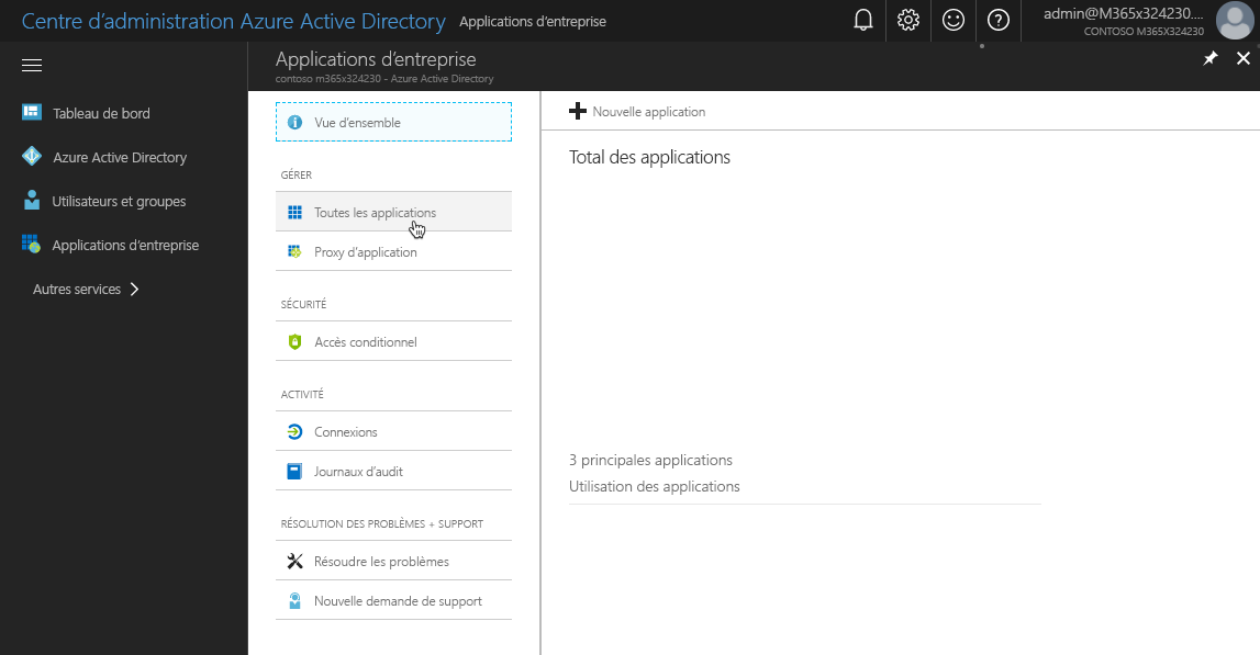 Lien « Toutes les applications » mis en surbrillance dans le portail Azure AD