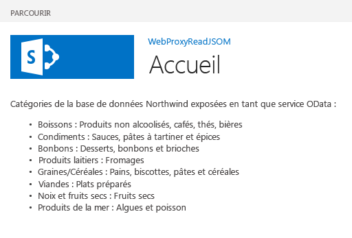 Page SharePoint avec des données du service distant