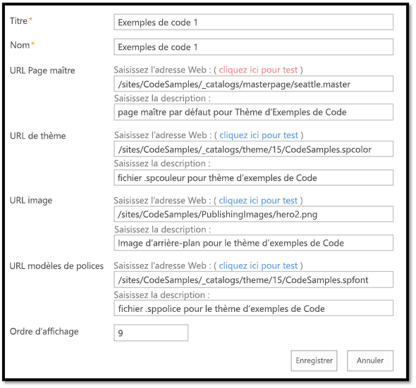 Capture d’écran de la page avec la nouvelle apparence composée