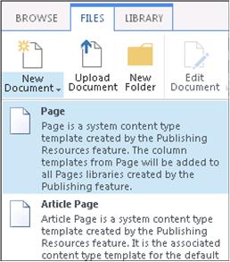 capture d’écran du ruban sur la page Pages de contenu>du site paramètres>du Centre>de recherche