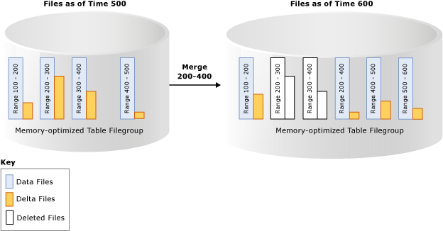 Le diagramme présente le groupe de fichiers de table à mémoire optimisée