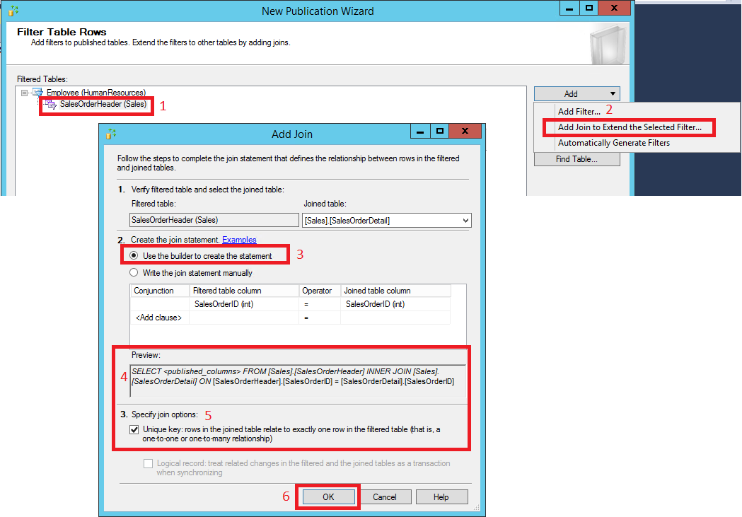 Sélections pour l’ajout d’une autre jointure, pour les commandes client