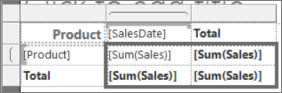 Capture d’écran montrant comment sélectionner Sum Sales.