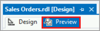 Capture d'écran de l'onglet Aperçu dans le concepteur de rapports.