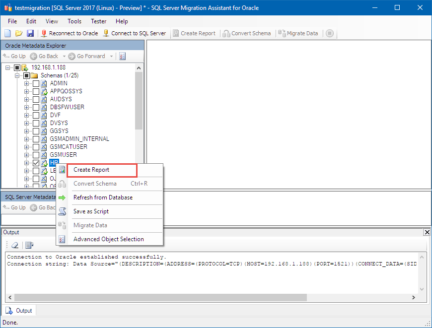 Créer un rapport dans l’Explorateur de métadonnées Oracle