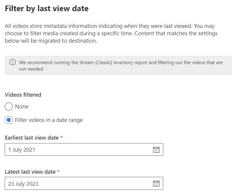 Filtre de date de la dernière vue