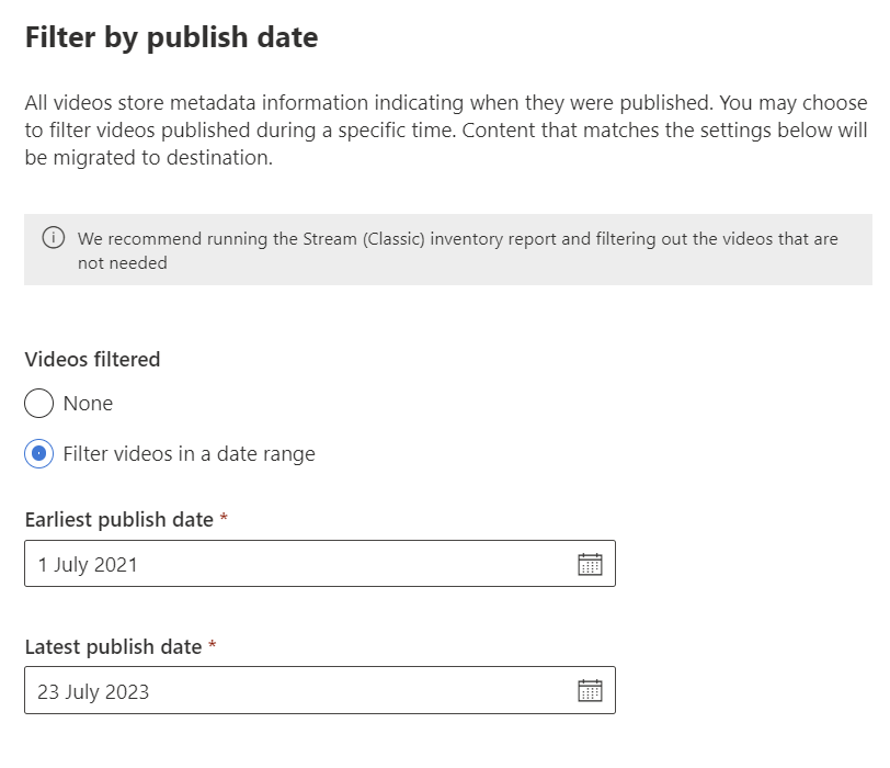 Filtre de date de publication