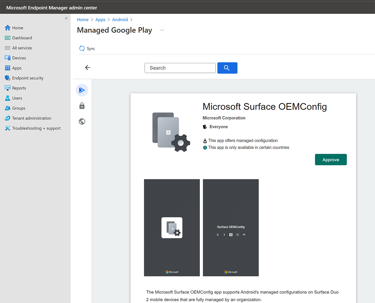 Application Microsoft Surface OEM Config