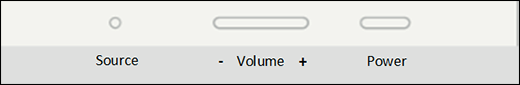 Diagramme du clavier montrant les boutons source, volume et alimentation.