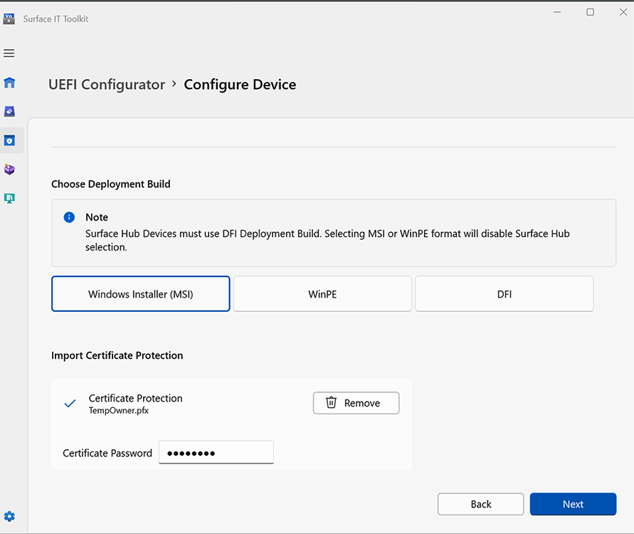 Capture d’écran de la configuration UEFI.