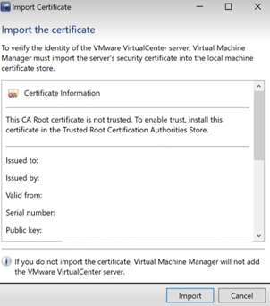 Capture d’écran montrant l’option Importer des certificats.