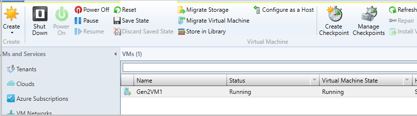 Capture d’écran de la machine virtuelle hôte en cours d’exécution.