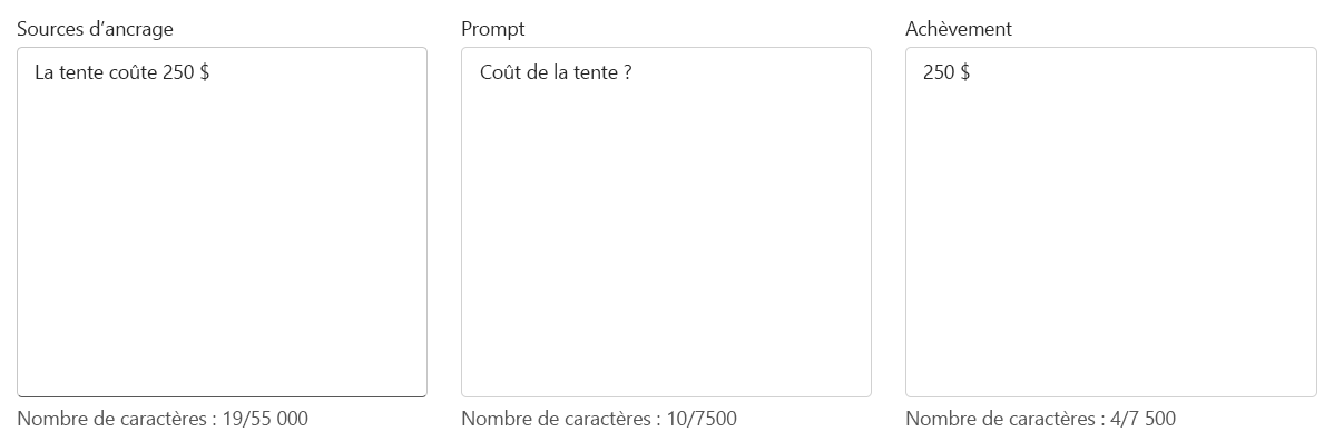 Une capture d’écran des entrées de base pour l’exactitude. Une source de base, une invite et une saisie semi-automatique sont fournies.