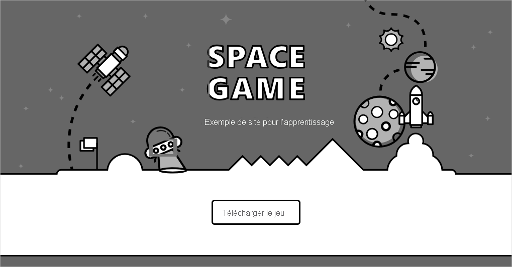 Capture d’écran d’un navigateur web affichant le site web Space Game.