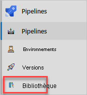 Screenshot of Azure Pipelines showing the Library menu option.